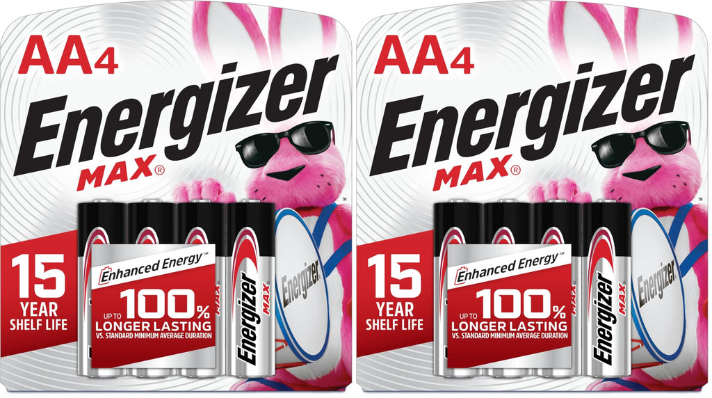 Energizer AA Batteries, MAX Double AA Battery Alkaline, 4 Count (Pack of 2)
