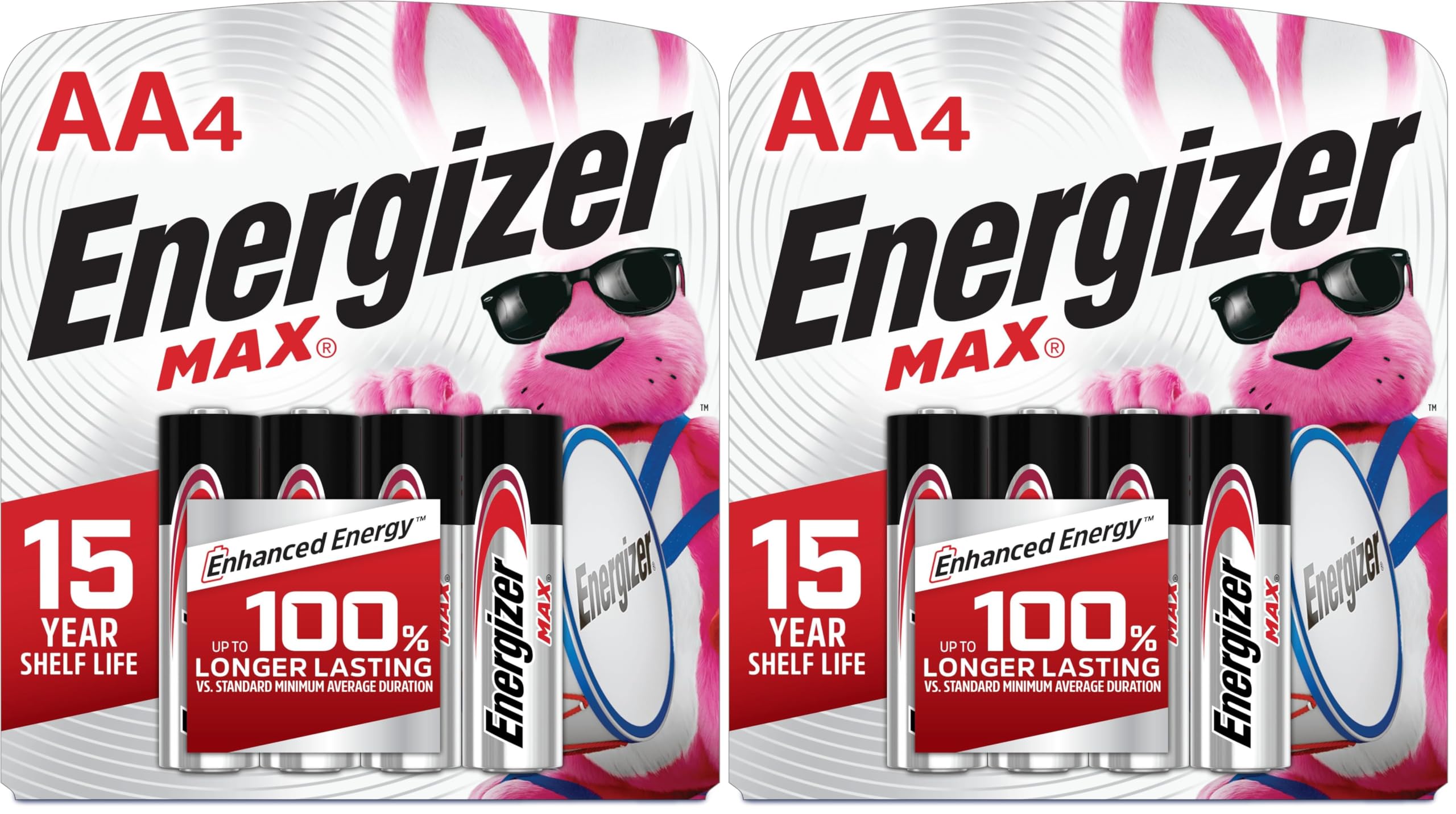 Energizer AA Batteries, MAX Double AA Battery Alkaline, 4 Count (Pack of 2)