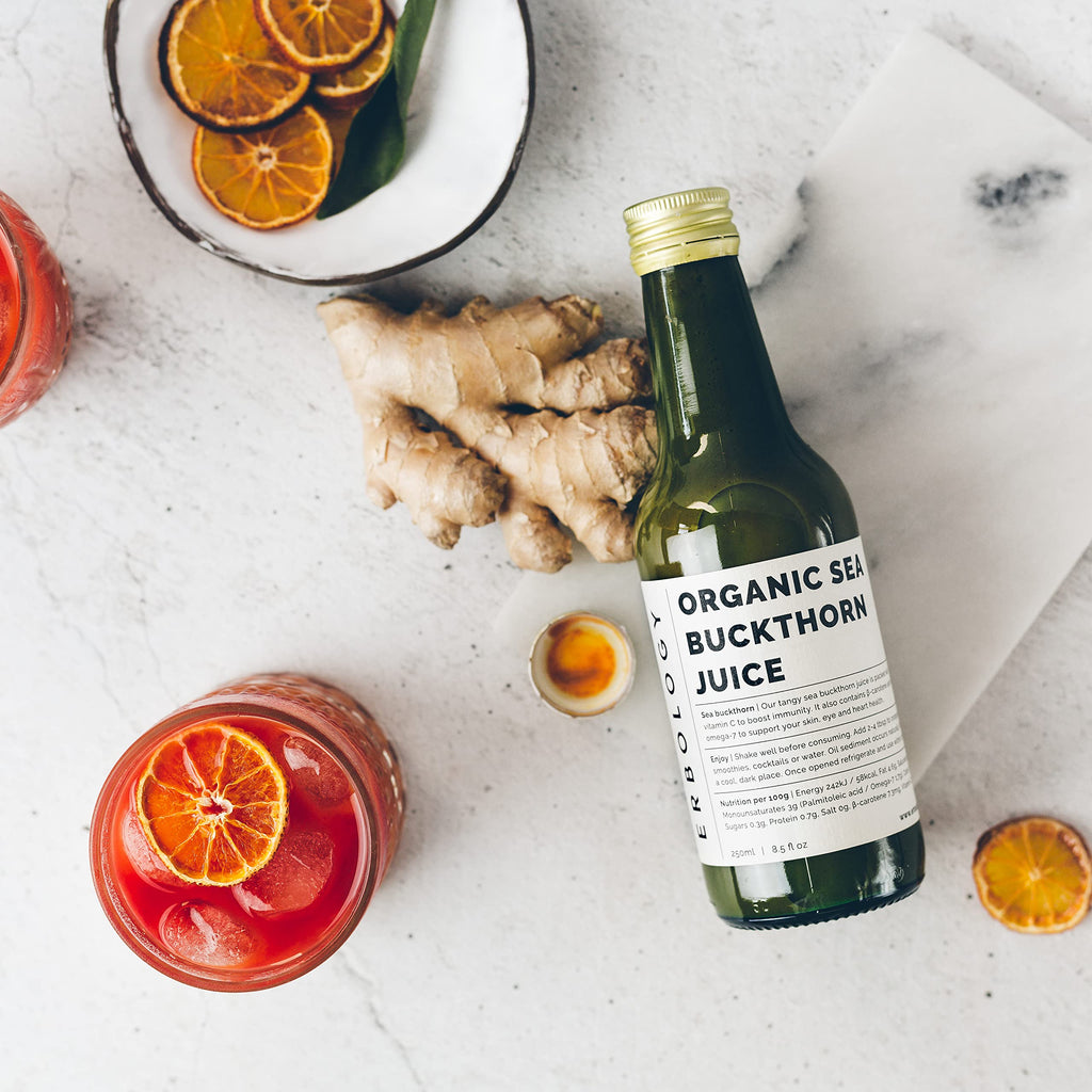 100% Organic Sea Buckthorn Juice 250ml (Box of 6) - Supports Immunity and Boosts Energy - High in Vitamin C, Omega-7 and Beta-carotene - Undiluted - No Added Sugar - Non-GMO - Recyclable Glass Bottle