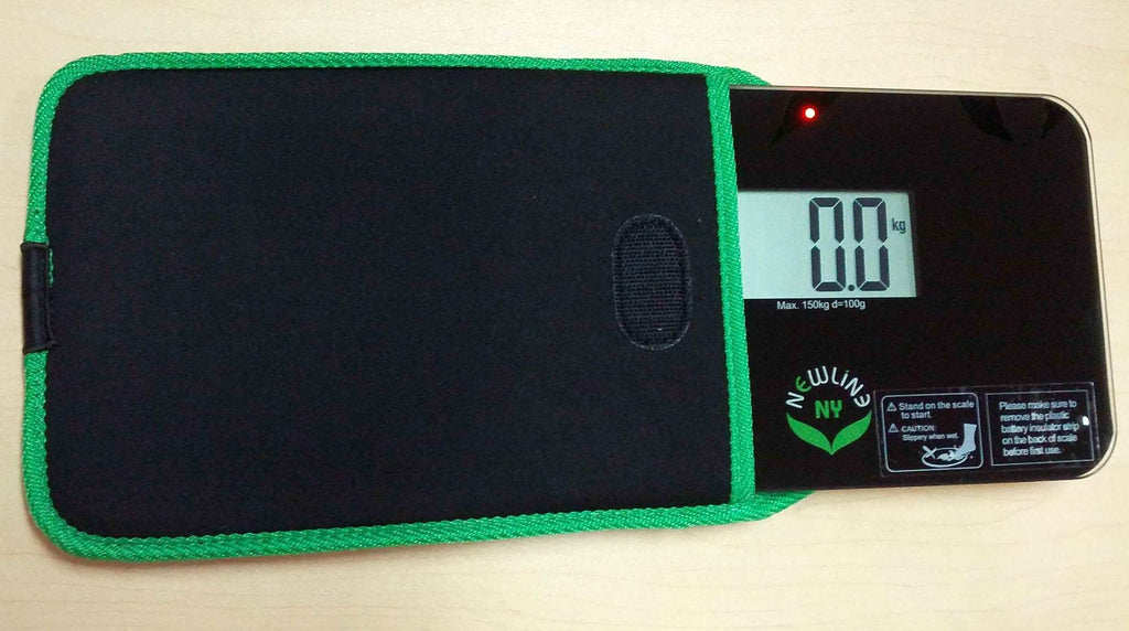 NewlineNY Step-on Super Mini Smallest Travel Bathroom Scale with Protection Sleeve: SBB0638SM-BK+S001MG