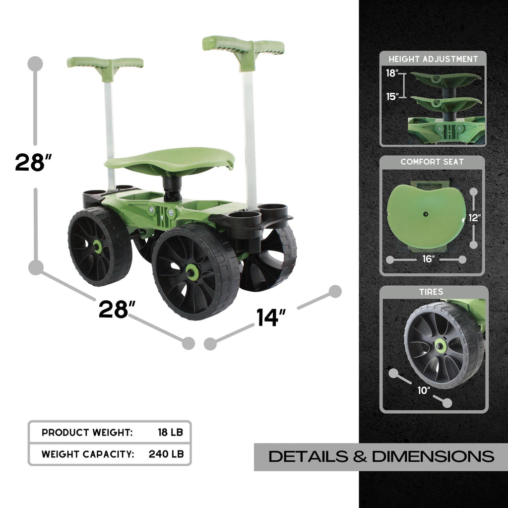 TheXceptional Wheelie Easy-Up EX530 Rolling Garden Stool & Cart with Wheels