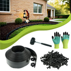 4in x 50ft No Dig Landscape Edging, Garden Edging Border with 75 Spikes, Hammer & Gloves, Tool-Free HDPE Lawn Edging Kit for Garden Yard Flower Beds Pathway Landscaping Project