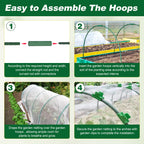 Fippy Garden Netting Kit, 10 X 50FT Garden Netting Pest Barrier with 10 Sets Garden Hoops and 20pcs Clips, Insect Netting Row Cover for Raised Beds Vegetable Fruits Flowers Protection