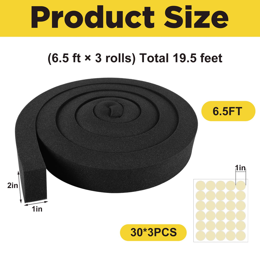 Tlswshsy 2 in x 6.5 ft Air Conditioner Foam Tape - 3Pcs Non-Adhesive Foam Seal Strip with Glue Point for Door & Window Seal