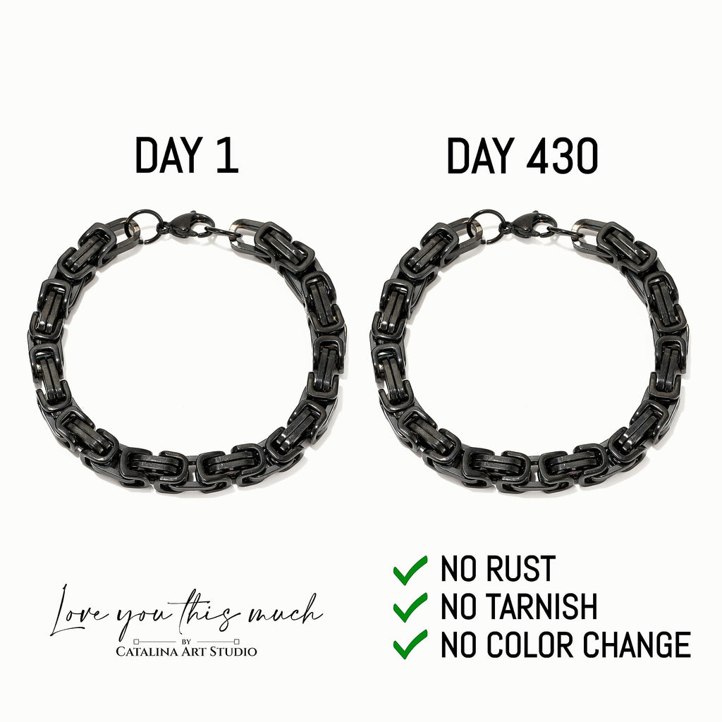 Love You This Much Son In Law Gift | Mens 5mm Twist Link Steel Bracelet | Best Present Ideas for Son in Law | 8" + 1" Extender | Luxury Gift Box & Card (Black/Black)