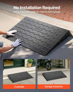 VEVOR 2.5" Rise Rubber Threshold Ramp, 3 Channels Cord Cover Door Ramp, No-Slip Surface, 2200 Lbs Load Capacity Rubber Ramp for for Home Doorways Driveways Curb Home Steps, 41.8" L x 24" W x 2.5" H