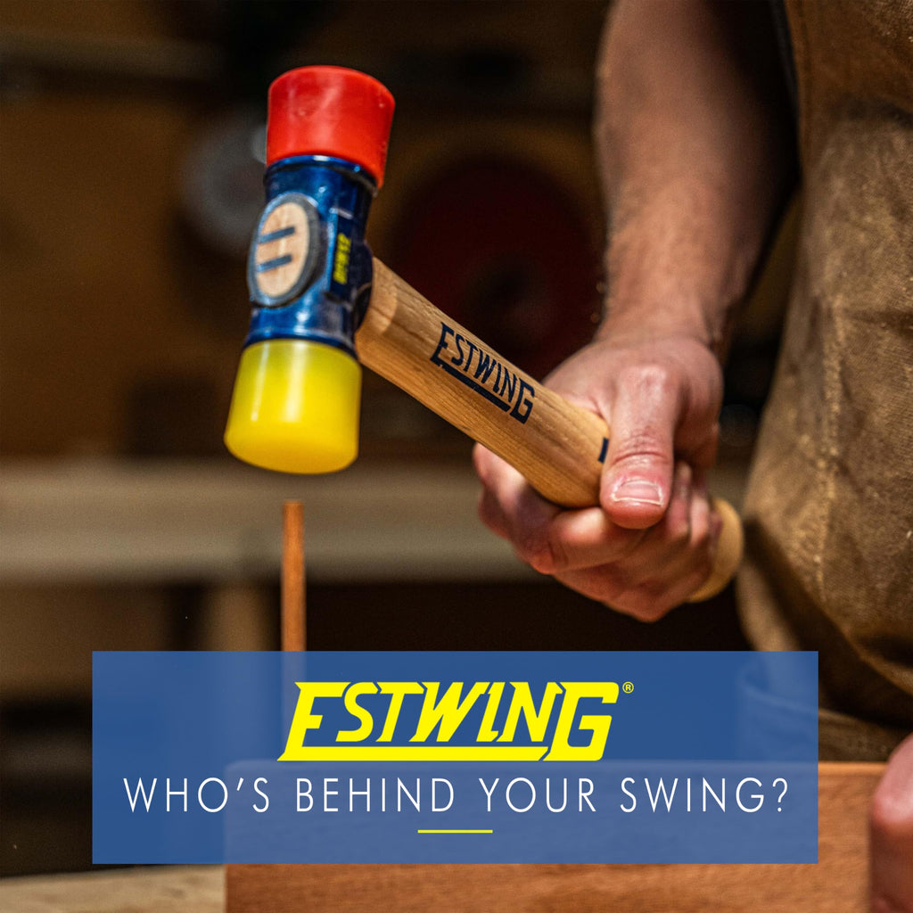 ESTWING Rubber Mallet - 12 oz Double-Face Hammer with Soft/Hard Tips & Hickory Wood Handle - DFH12