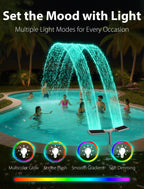 POOLHOUR 2026 Upgrade Height Solar Pool Fountain with 10-Color 4-Mode LED Lights, Auto Light-Sensing Pool Sprinkler Fountain for Above/Inground Pools, 360° Adjustable Spray for 8-16°F Cooling (Gray)
