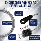 48" Flexible Tube Brush – Long Pipe Snake for Sink - AC Condensate Line Cleaning - Flexible Pipe Cleaner Brush for Hair, Food & Clog Removal - Cleaner Tool – B313C by FryOilSaver Co.