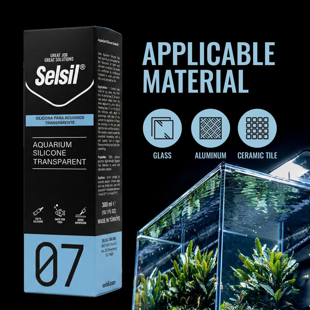 SELSIL Aquarium Silicone Clear Sealant - High Elasticity, Safe for Fish, Solvent-Free, Ozone-Resistant, Transparent 10.14 Fl Oz, 1 Pack