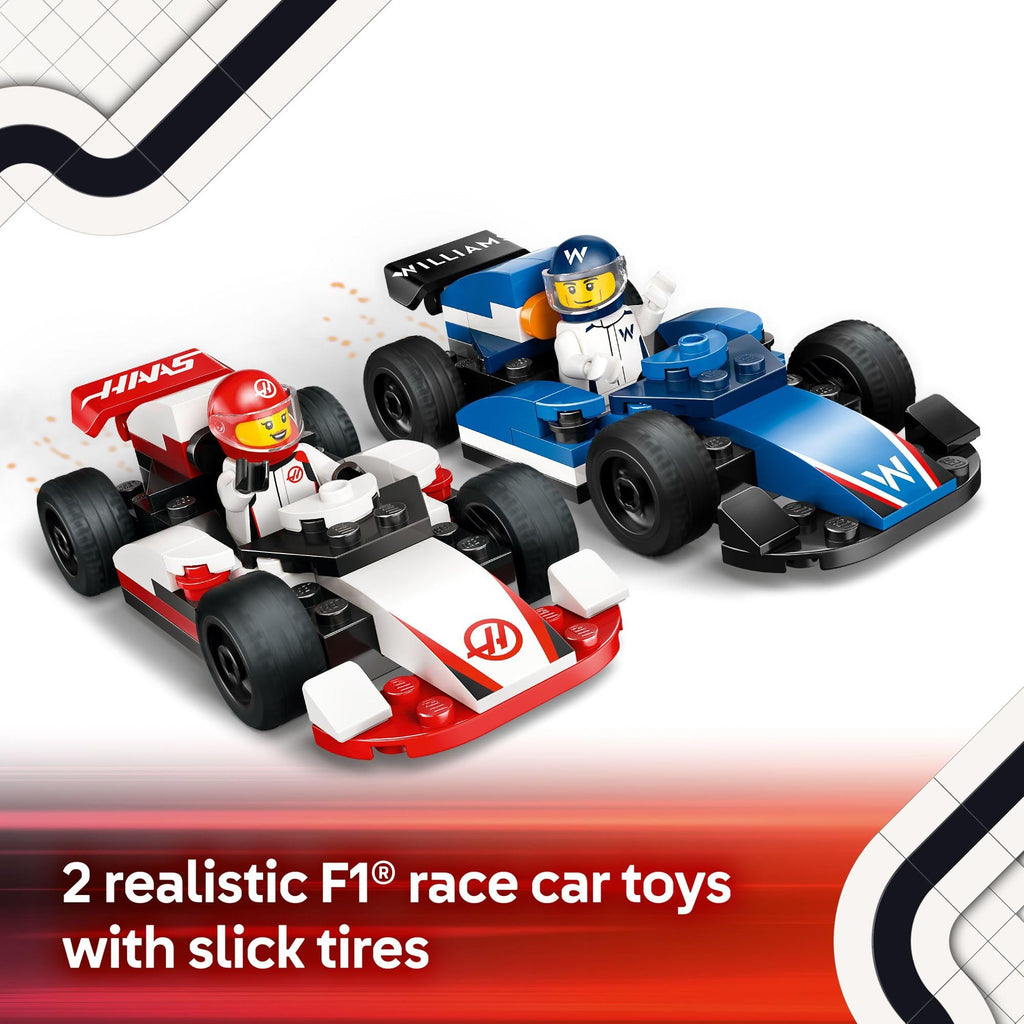 LEGO City F1 Williams Racing & Haas F1 Race Car Toys - Car Building Toy Set for Kids, Boys and Girls, Ages 4+ - F1 Preschool Toy for Fans - Gift Idea for Birthdays - 60464