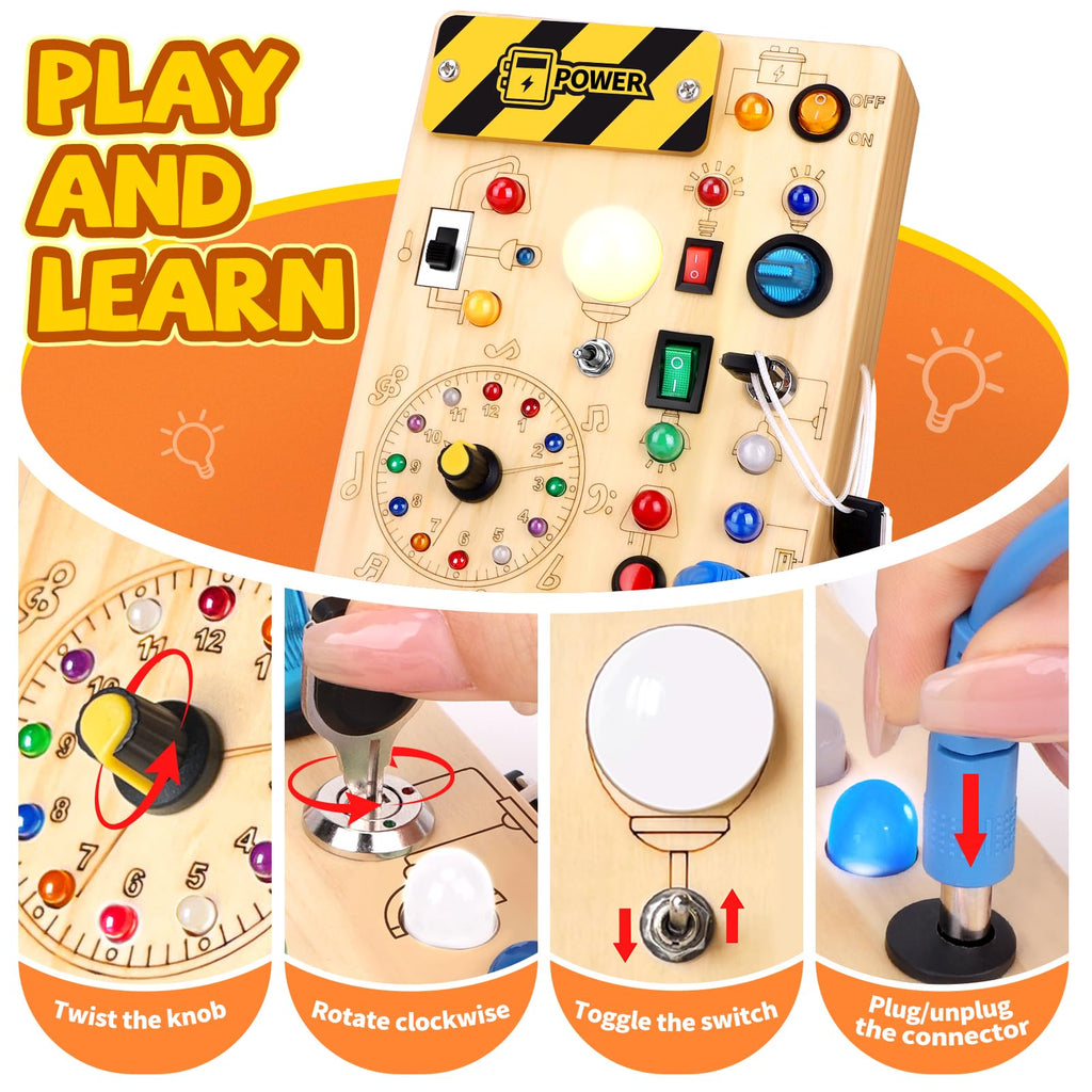 Grarain Busy Board for Toddlers - Montessori Educational Toy for 1-3 Year Old Boys & Girls | Travel-Friendly Sensory Learning Activity | Ideal for Kids with Autism(Busy Board v2)