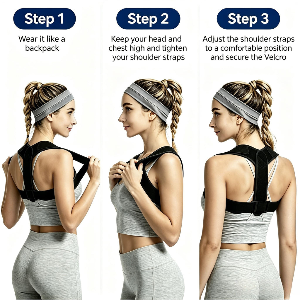 sundpik Posture Corrector for Women and Men, Adjustable Upper Back Brace, Breathable Back Support Straightener, Providing Pain Relief from Lumbar, Neck, Shoulder, and Clavicle.