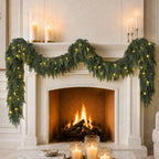 9FT Pre-lit Christmas Garland with Lights Cedar Garland Christmas Decor