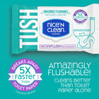 Nice 'N Clean SecureFLUSH Flushable Wet Wipes (42 Count - 6 Packs) | Moist Toilet Tissue with Moisturizing Aloe & Vitamin E | 0% Alcohol Formula for Sensitive Skin | Butt Wipes for Adults