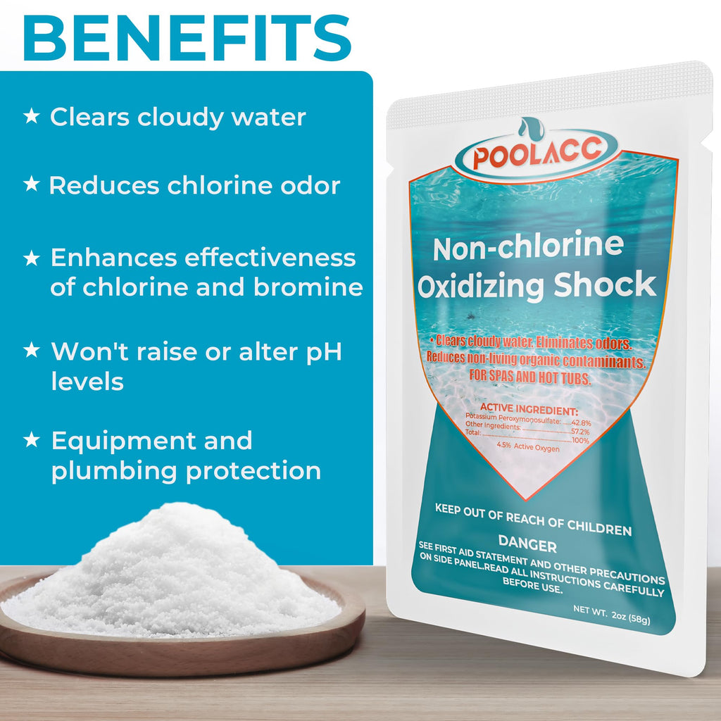 Non-Chlorine Spa Shock Oxidizer for Hot Tub, Chlorine-Free Treatment & Enhanced Oxidizing Shock for Hot Tubs & Spas, Single Dose Packets for Easy Hot Tub Maintenance & Treatment - 24 Packs (3lbs)