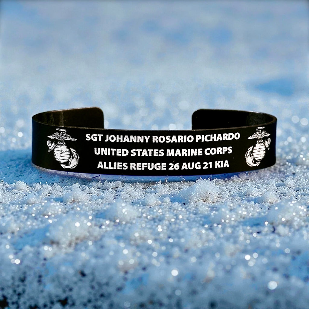 Center Mass, Inc. Legacy Band - Personalized ID & Memorial Bracelet - 2 Size Options - Black Metal