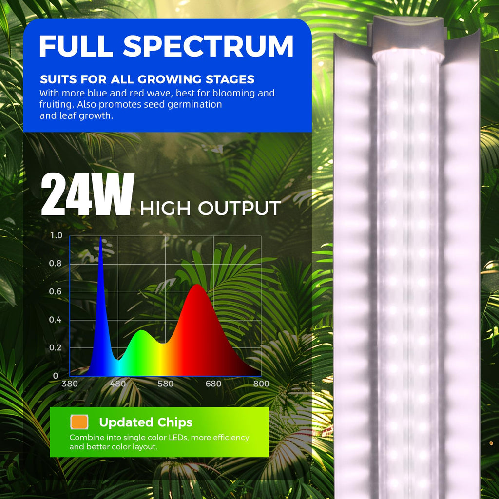 Barrina 2FT T8 LED Grow Light, Full Spectrum Plant Growing Lights, 6 Packs