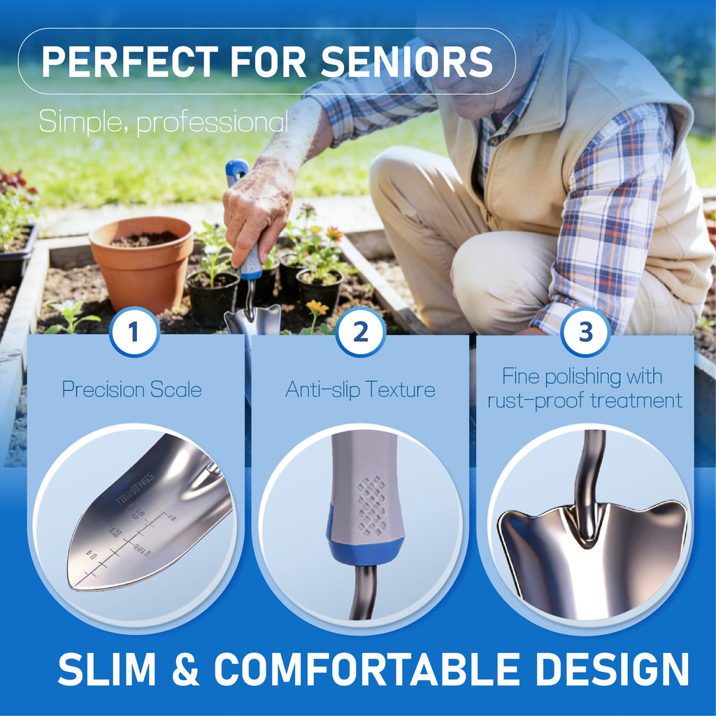 8-Piece Gardening Tools Set, Rust-Proof Stainless Steel Garden Tool with Ergonomic Handles, Ideal Gardening Gifts Set for Women Men, Includes Storage Bag, Gloves, Pruner, and Weeder