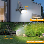 APOMAO Solar Lights Outdoor Waterproof, 36 LEDs 1000LM Adjustable Solar Spot Lights Outdoor, 2-in-1 Solar Powered Spotlight Landscape Lighting for Garden, Yard, Pathway- 2 Pack (Cool White)