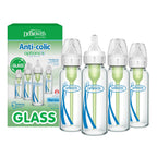 Dr. Brown's Anti-Colic Options+ Narrow Glass Baby Bottle, 8 oz/250 mL, with Level 1 Slow Flow Nipple, BPA-Free, 0m+, 4 Pack