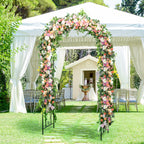 Moccha Garden Arch, 7.2Ft Metal Arbor for Climbing Plants, Vines, Roses, Outdoor Pergola Trellis with Stakes, Wide Garden Archway Arbor Trellis for Lawn Wedding