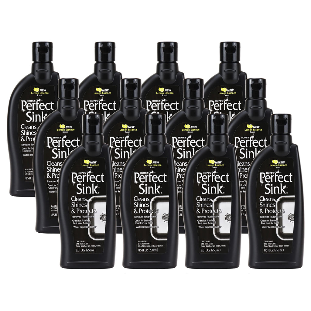HOPE'S Perfect Sink 8.5 oz Sink Cleaner and Polish, Restorative, Water-Repellant Formula, Stain Remover, Good for Stainless Steel, Cast Iron, Porcelain, Corian, Composite, 12 Pack