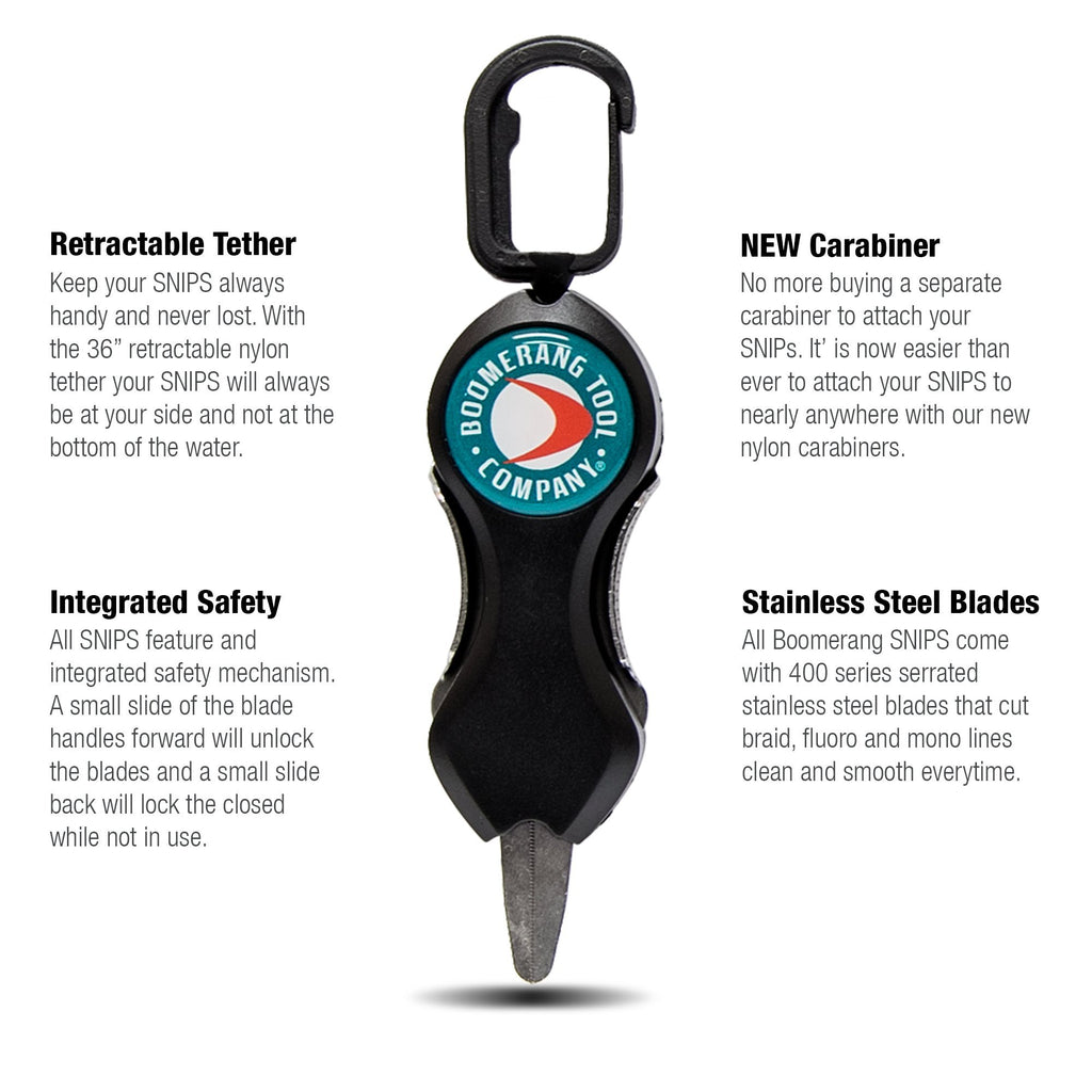 Boomerang Tool Company Long Snip Fishing Line Cutter for Fly Fishing with Retractable Tether and Stainless Steel Blades That Cut Braid Clean and Smooth Everytime!