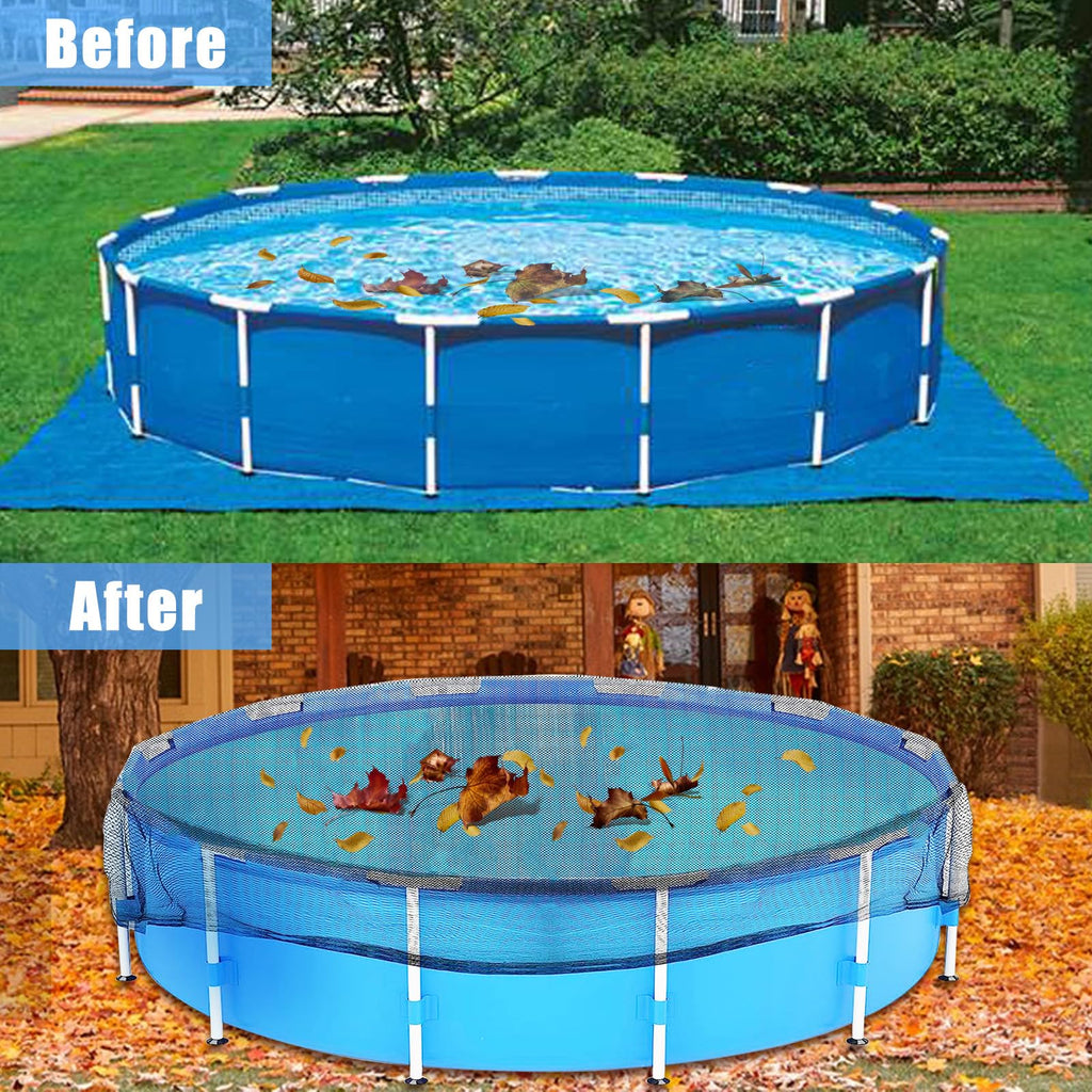 18 Feet Round Leaf Net Cover for Above Ground Pool, Winter Cover Mesh Cover with 12 Pcs Large Metal Clips，Pool Safety Net Fits 18FT Above Ground Pools, Keeps Leaves Out of Your Pool （Black）