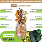 Herbpy 7in1 Clove Supplement Rich in Vitamins & Minerals Supports Digestion, Immune & Heart Health with Cinnamon, Turmeric, Ginger, Cardamom, Garlic & Black Pepper - 100 Vegan Capsules