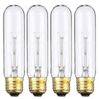 Weyolin Edison Light Bulbs,120V, E26 Base, T10 Tubular Bulbs, 25W Clear Incandescent, Warm White, Dimmable Vintage Tubular Style Showcase Bulb (4-Pack)