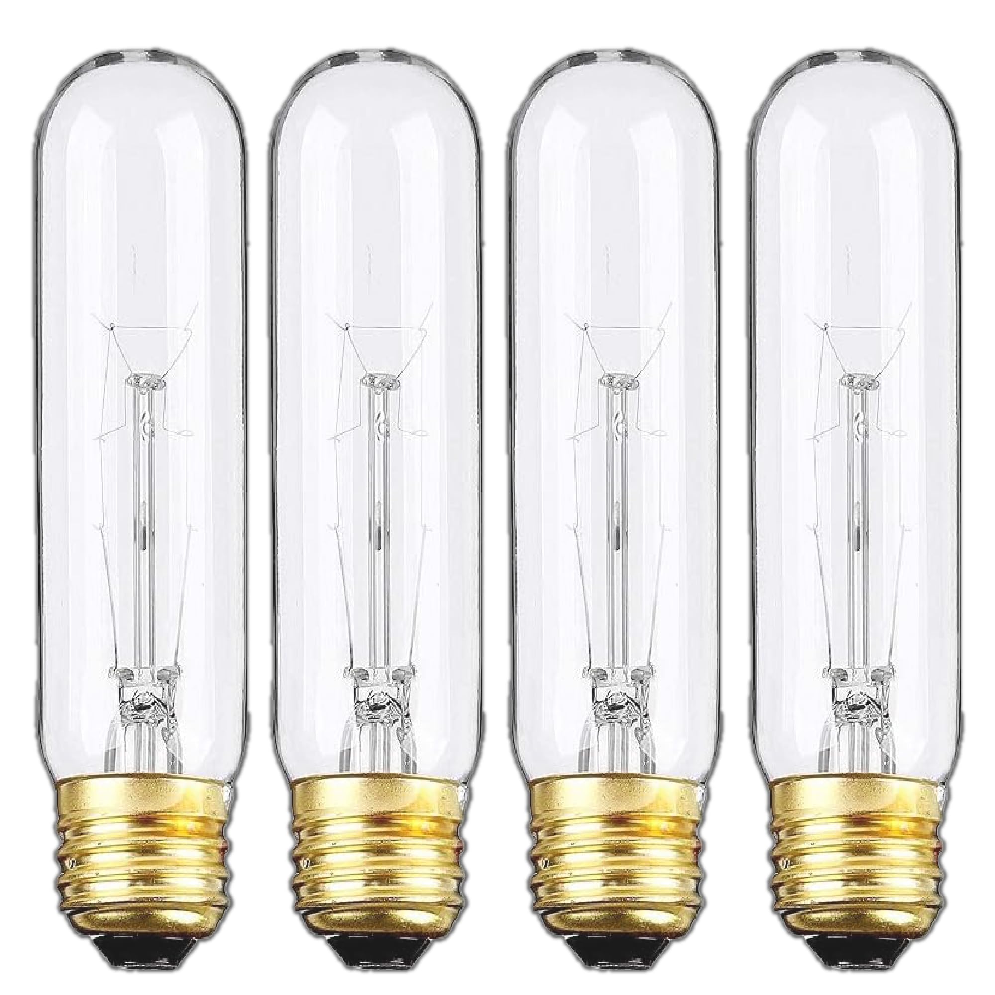 Weyolin Edison Light Bulbs,120V, E26 Base, T10 Tubular Bulbs, 25W Clear Incandescent, Warm White, Dimmable Vintage Tubular Style Showcase Bulb (4-Pack)