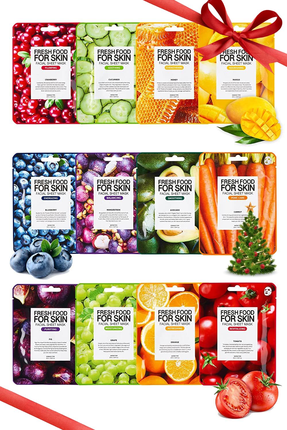 FARMSKIN Facial Sheet Mask - Hydrating, Moisturizing, Clarifying, Soothing Face Masks for Oily, Dry & Sagging Skin - Breathable & Fast-Absorbing - Vegan & Cruelty-Free Korean Skin Care (12 Packs)