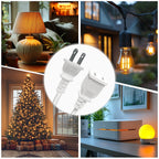 6FT 2 Prong White Slender Short Extension Cord, 18AWG NISPT-2 10A 125V Polarized Plug - Indoor Small Single Power Cord Wire for Christmas Lights, Behind TV/Couch, Home Office Use (2 Pack)