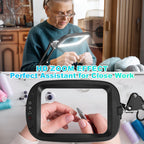 10X 30X Extra Large Magnifying Glass with Light and Clamp, Rectangle Hands Free Magnifier with 5 Color Modes, Adjustable LED Lighted Magnifying Desk Lamp for Reading Close Work Craft Painting (Black)