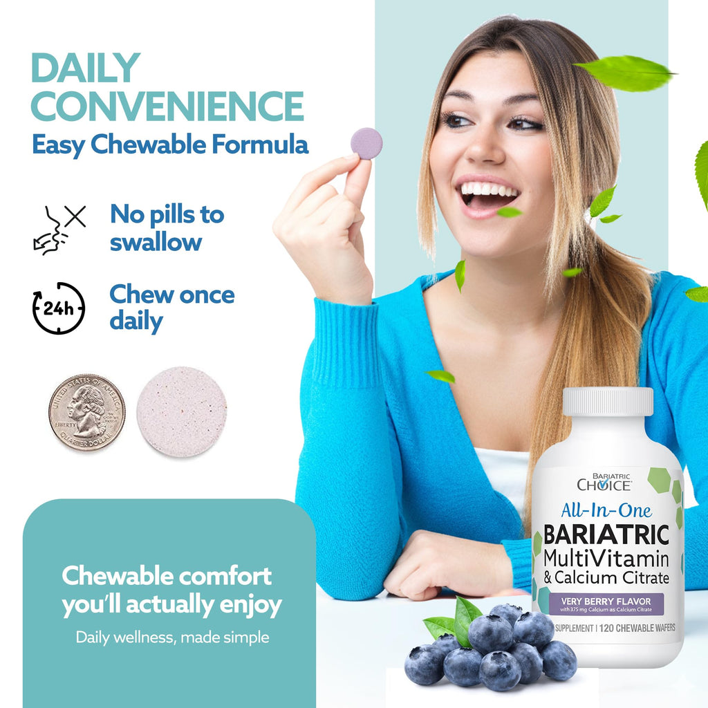 Bariatric Choice All-in-One Chewable Bariatric MultiVitamin with Iron & Calcium Citrate, Very Berry (120ct)