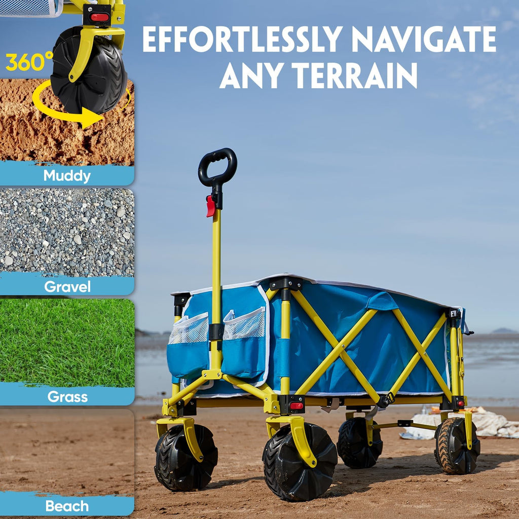 Beach Wagon with Big Wheels for Sand, Flip-Out Tailgate, 330 lb Capacity