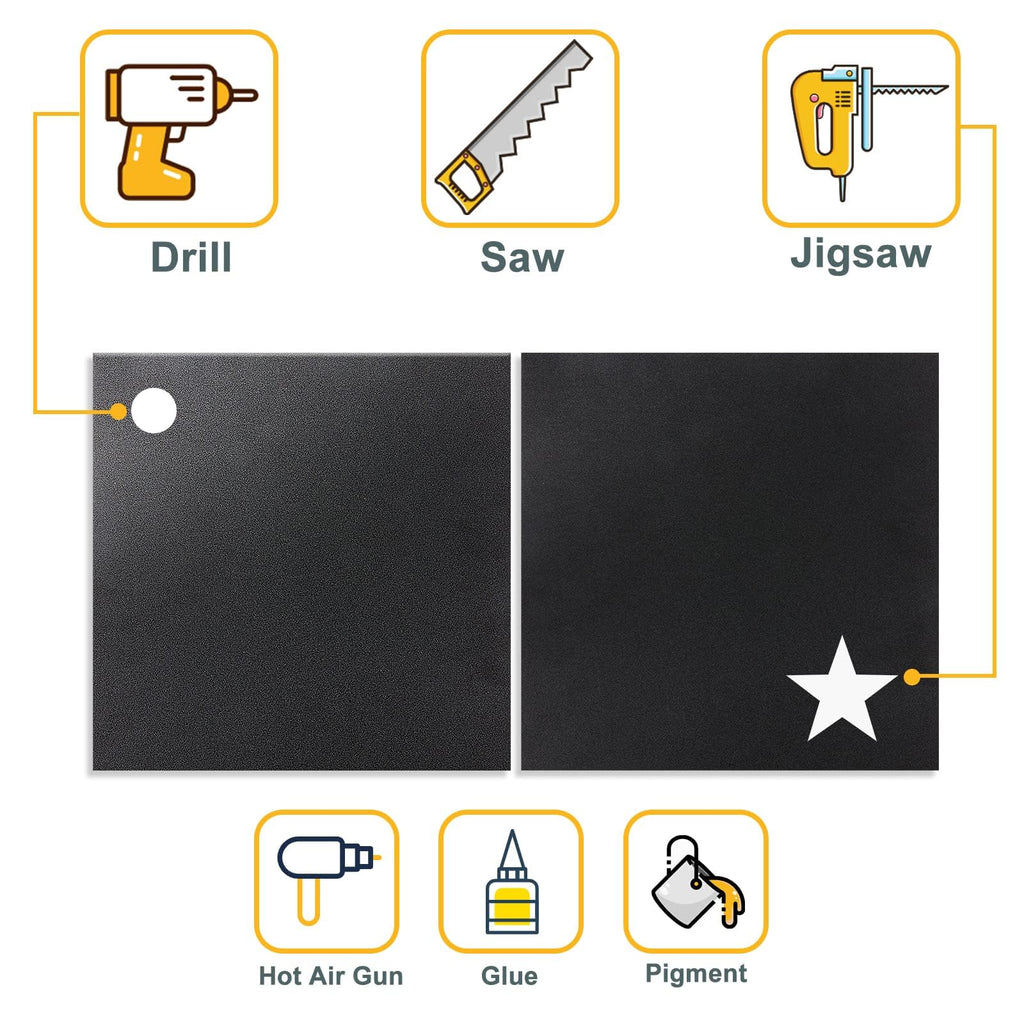 Plastic Sheet 12" x 36" x 0.06", Black PVC Board Flexible Moldable Impact Strength and High Tensile 1/16" Thick (1.5mm) for Crafts Materials Home Decor and Handicrafts, Abs Plastic Sheets 6 Pack