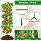 3 Packs Fiberglass Tomato Cages for Garden, 56 Inch Tall Tomato Plant Support, Adjustable Tomatoes Stakes Plant Climbing Trellis for Garden Vegetables Fruits, Tomatoes Support Cages with Clips