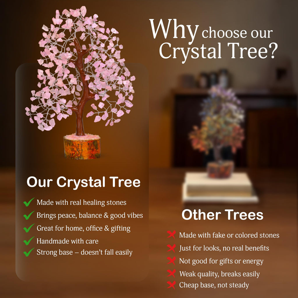 YATSKIA Rose Quartz Tree, Feng Shui Decor, Healing Crystal, Feng Shui Money Tree, Crystal Room Decor, 10-12 Inches