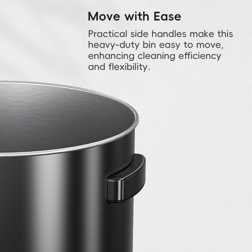 EKO Urban 32 Gallon Round Black Stainless Steel Open Top Waste Bin, Tall Commercial Trash Can for Indoor/Outdoor, Extra Large Metal Garbage Bin for Office, Restaurant, Restroom,120L