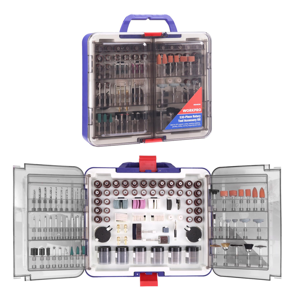 WORKPRO 530-Piece Rotary Tool Accessory Kit, Rotary Tool Bits for Easy Cutting, Grinding, Sanding, Polishing, Cleaning, Drilling, Carving and Engraving