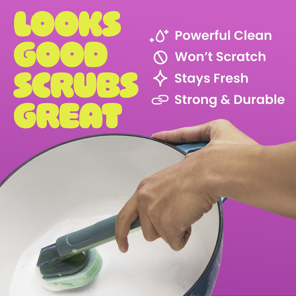 Brite by Scotch-Brite Cleaning Kit, Includes Fillable Dishwand with Drain + Dry Stand,Palm Scrubber with Drain + Dry Stand & Refill Sponges