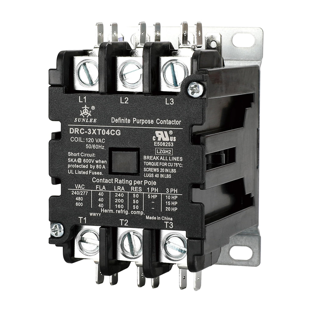 SunLee 3 Pole 40 Amp contactor 120V coil UL DP Contactor HVAC Contactor A2L Compliant 42CF35AF equivalent