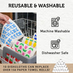 Nordhus Design Swedish Dishcloths (10 Pack) – Reusable Swedish Dish Cloths for Kitchen, Eco Friendly Cellulose Sponge Cloth, Ultra Absorbent, Odor Free, Replaces Paper Towels, Washable & Compostable
