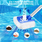 Pool Vacuum Head Brush for Inground & Above Ground Pools, Heavy Duty Round Scrubber Pool Brush with 1/4" or 1/2" Swivel Hose Connection, No Pole