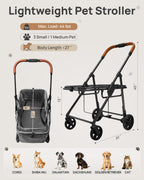 RIDYEE Dog Stroller for Small & Medium Dogs & Cats up to 44 lbs – Foldable, Lightweight, All-Terrain Shock Absorbing Wheels, Ventilated & Fully Shaded, Low-Entry Design