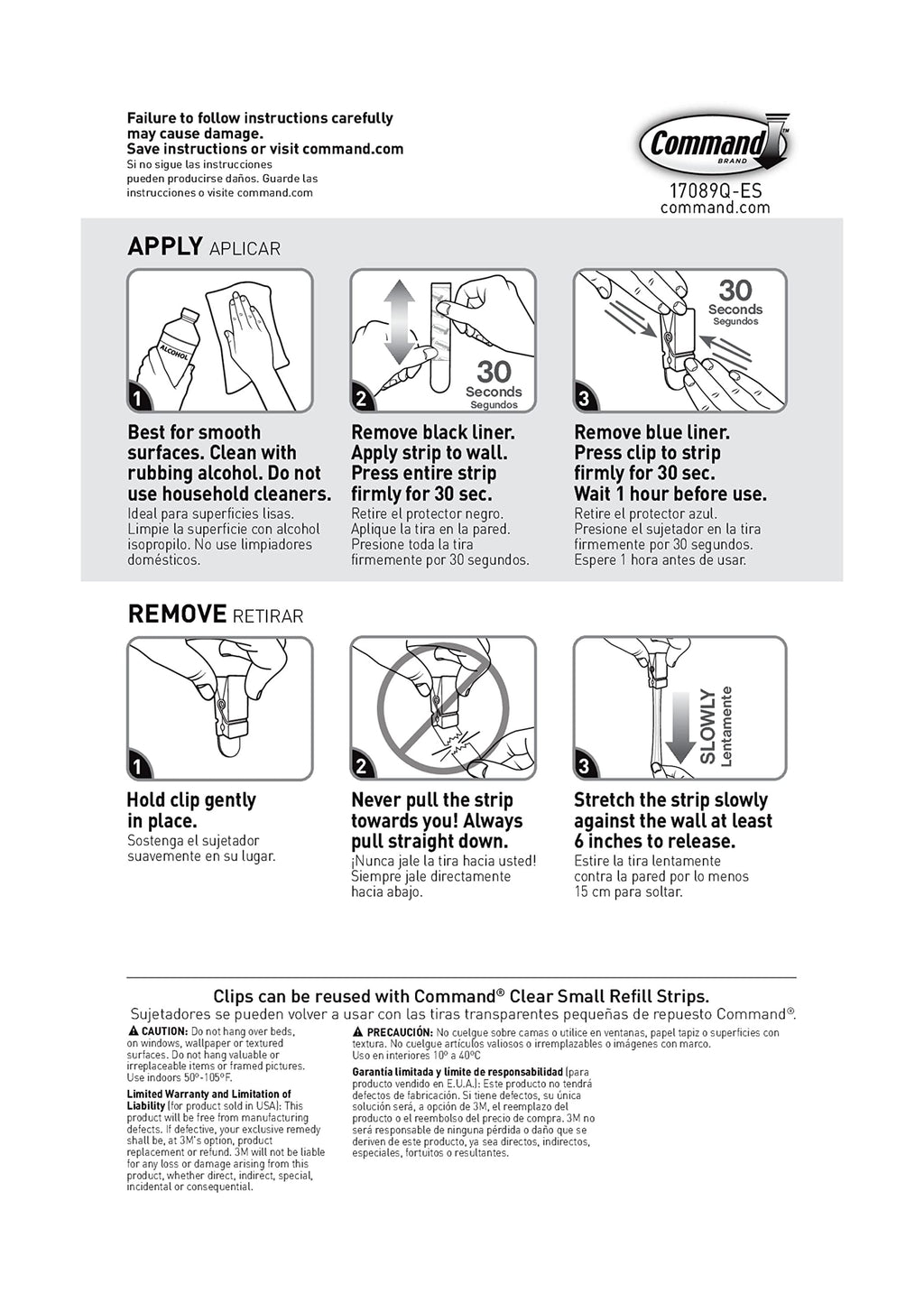 Command Spring Clips, Plastic, Quartz, (17089Q-8ES), Great for Dorm Décor, 8