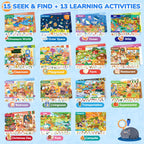 JoyCat Seek & Find Game Books - Preschool Learning Activity for Toddlers & Kids Ages 3-5, Travel Activities Toys for Road Trip Car Airplane, Busy Book, Birthday Gifts for Girls and Boys Ages 4-8