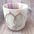 SPUNKYsoul Willow Two Tone Oval Hoop Earrings for Women, Gold Silver Dangle